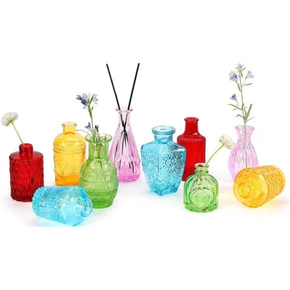 Accents Colored Glass Bud Vase Set Of 1 Color Small Flower Bud Vases